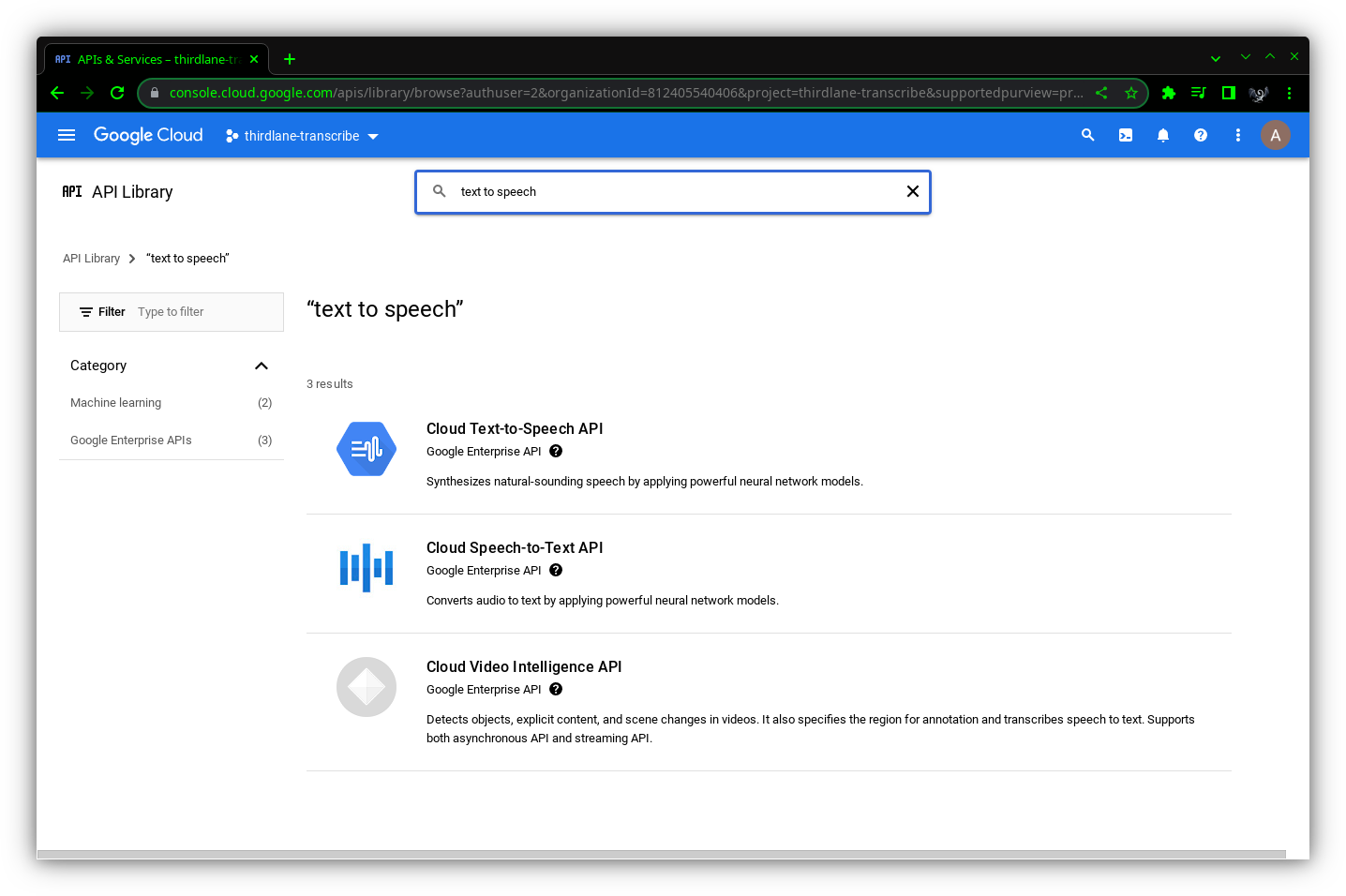 Voice Transcription (Google)