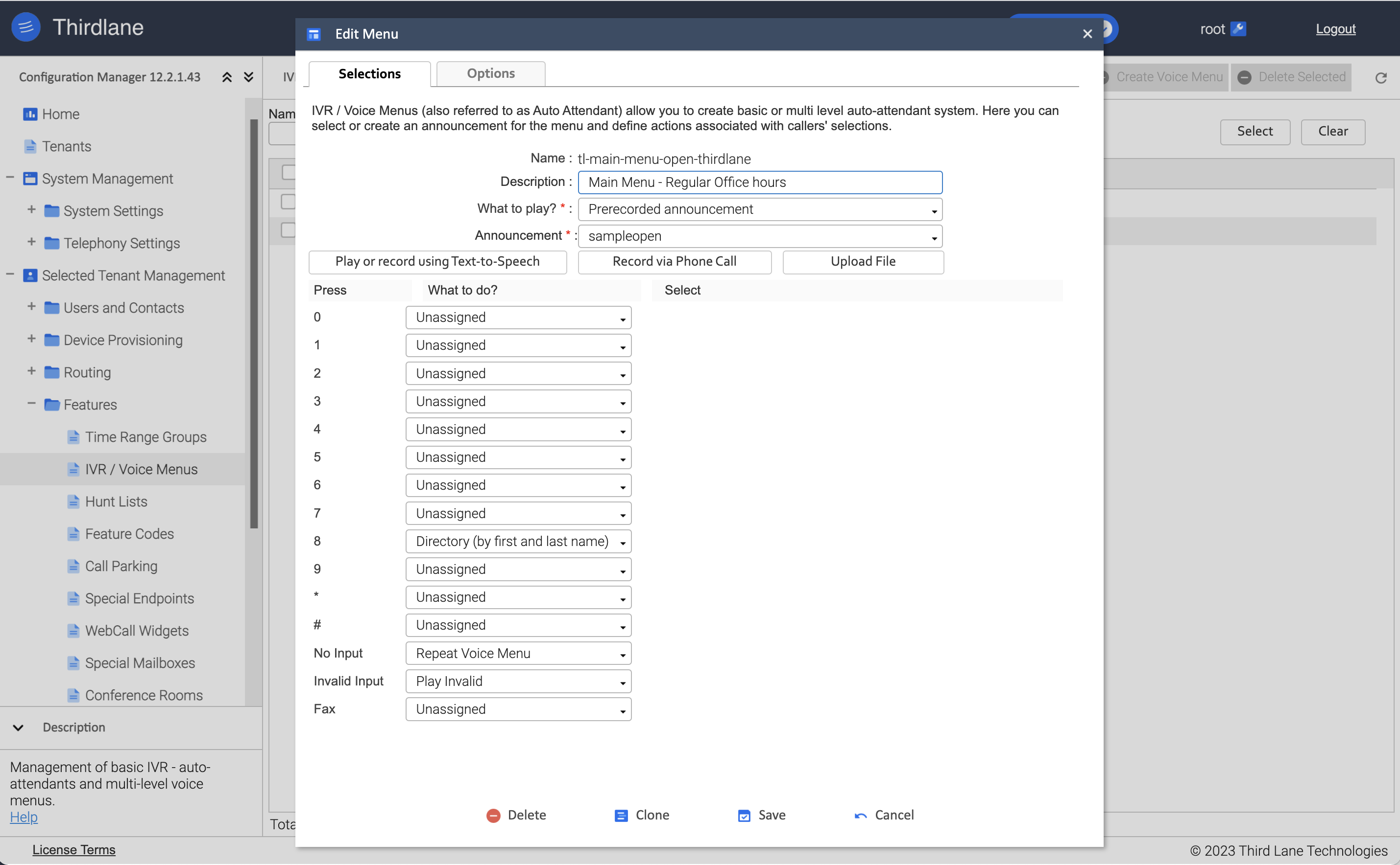 IVR / Voice Menu