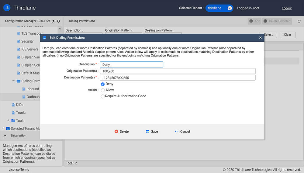 Outbound Dialing Permissions