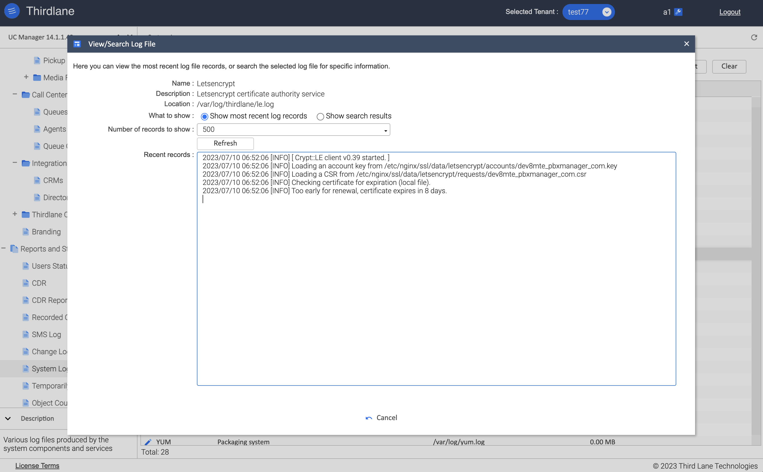 View System Log