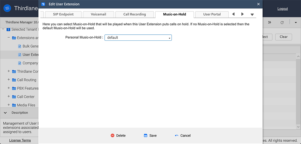 User Extension Music-on-Hold