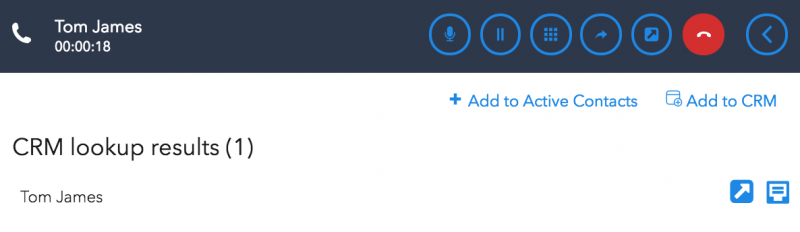 Ongoing call page with CRM lookup