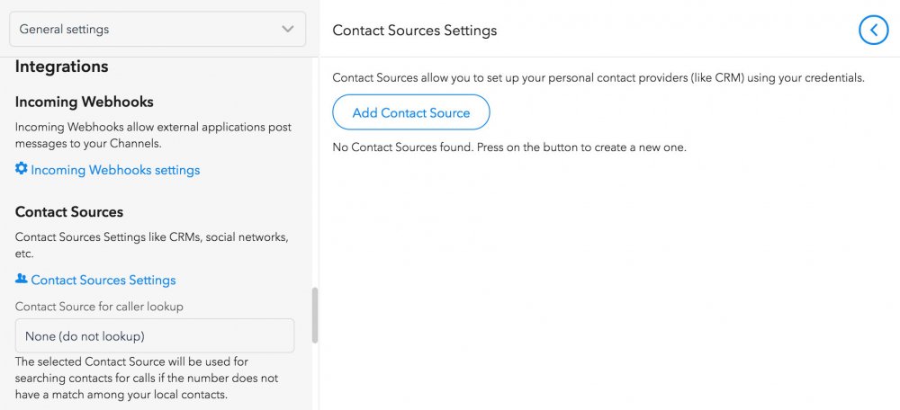 Contact sources page