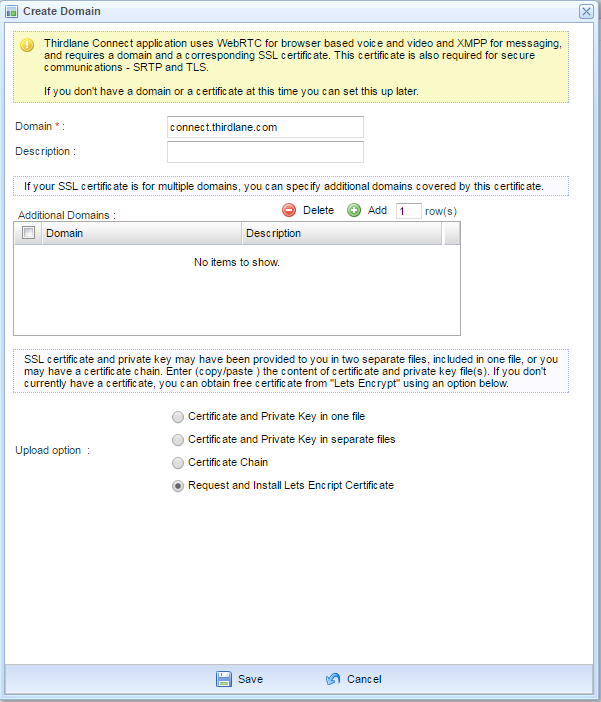 SSL certificate modal