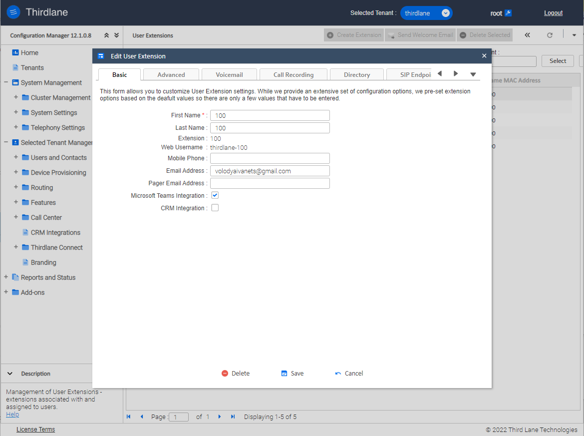 Microsoft Teams Thirdlane Integration